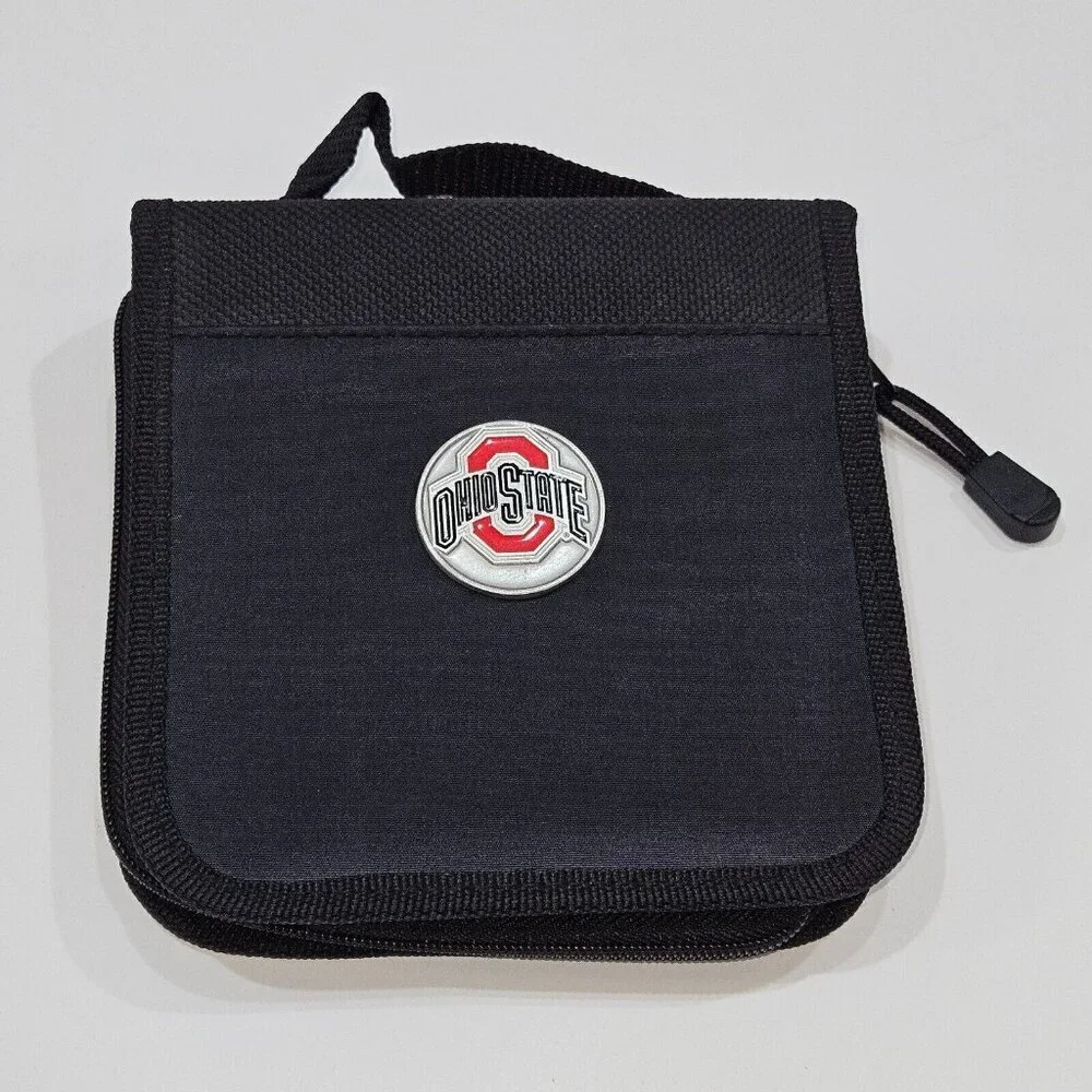 Ohio State University OSU Buckeyes Black CD Holder Case Travel Leed's ~ Holds 16